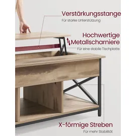 VASAGLE Hellbraun Stahl 60 x 120 x 48-62 cm