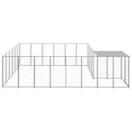 vidaXL Hundezwinger Silbern 12,1 m2 Stahl