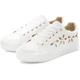 LASCANA Sneaker LASCANA, Damen, Gr. 42, weiß, Obermaterial: 100% Lederimitat. Decksohle: 100% Lederimitat. Futter: 100% Lederimitat. Laufsohle: 100% Synthetik, unifarben, Basic, Schuhe Sneaker, mit kleinen Cut-Outs, Schnürhalbschuhe, Freizeitschuhe VEGAN