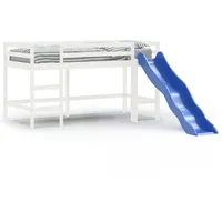 vidaXL Kinderhochbett mit Rutsche Weiß 90x200 cm Massivholz Kiefer