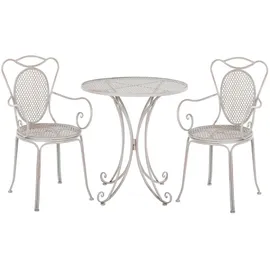 Beliani Bistroset grau Metall 2er Balkon Terrasse Garten romantisch - Grau