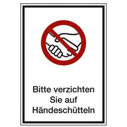 Kombi Schild "auf Händeschütteln verzichten", Kunststoff, 210 x 297 mm