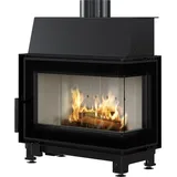 Kamineinsatz aus Stahl SIMPLE rechts 6 kW Ø 150 - Schwarz