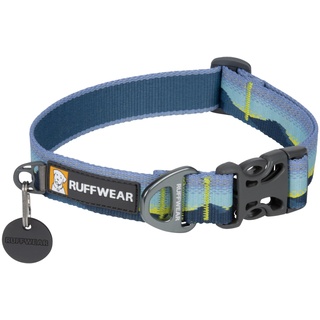 RUFFWEAR Crag Dog Collar, Small Dog Collar with Aluminium V-Ring, Adjustable Length Pet Dog Collar, Comfortable Soft Collar, Premium Animal Collar with Dog Lead Attachment Ring, 28-36cm, Alpine Dawn