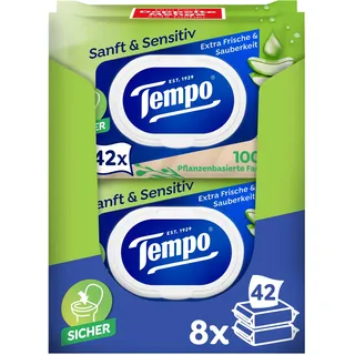 Tempo ''Sanft & sensitive Toilettentücher Großpackung, 836197 - Megapack - 16 Packungen mit je 42 Tücher