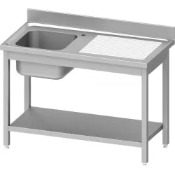Stalgast Spültisch ECO, T 600, ein Spülbecken, AISI201 Edelstahl DST12661LA , Maße (B x T x H): 1200 x 600 x 850 mm, Becken links