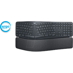 LOGITECH K860 - Funk-Tastatur, Bluetooth, ergonomisch, schwarz, DE