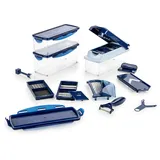 Genius Nicer Dicer Plus (18 Teile) in saphirblau - Obstschneider Zwiebelschneider Pommesschneider Tomatenschneider Gemüseschneider - Würfel, Stifte, Scheiben, Streifen