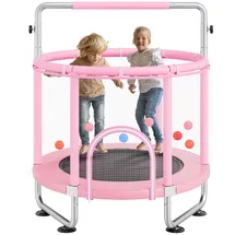 Vevor Mini Freizeittrampolin 147 cm inkl. Sicherheitsnetz Rosa