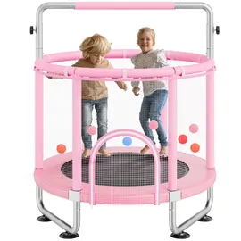 Vevor Mini Freizeittrampolin 147 cm inkl. Sicherheitsnetz Rosa