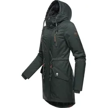 Ragwear Damen Wintermantel warm gefütterter Parka lang wasserdicht mit Kapuze Elsie Melange Dark Green Gr. XS - XS