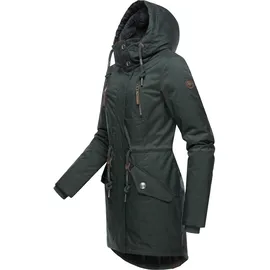 Ragwear Damen Wintermantel warm gefütterter Parka lang wasserdicht mit Kapuze Elsie Melange Dark Green Gr. XS - XS