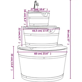 vidaXL Gartenbrunnen mit Pumpe 60x60x94 cm Braun