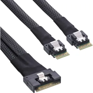 InLine Slim SAS Kabel, SFF-8654 8i zu 2x SFF-8654 4i, 0,5m