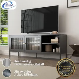 Coemo Lowboard Tokio Schwarz Metall Schrank mit Glastüren