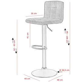 Quartier Mid.you Barhocker-Set, Anthrazit, Metall, Textil, Raute, Füllung: Schaumstoff, Rundrohr, Drehteller, 40x85x48 cm Sitzfläche 360° drehbar, Esszimmer, Barmöbel, Barhocker
