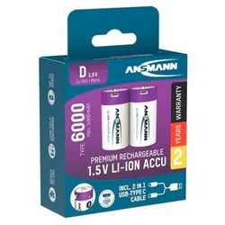 Ansmann Mono D 6000 Typ USB-C 2er-Pack (5400mAh)