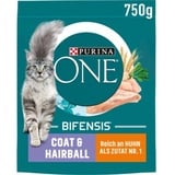 Purina ONE® Katzen-Trockenfutter Coat & Hairball reich an Huhn und Vollkorn-Getreide 750,0 g