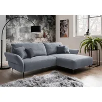 Ecksofa INOSIGN "Amarena L-Form", blau (hellblau), B:286cm H:96cm T:178cm, 100% Polyester, Sofas, inklusive Armlehnenverstellfunktion, 4x Zierkissen gratis
