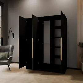 WFL GROUP Drehtürenschrank Mono Lux 150 x 200 x 51 cm Schwarz