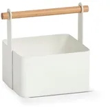 Zeller Present Aufbewahrungskorb Tragekorb, Metall/Holz, weiß