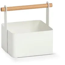 Zeller Present Aufbewahrungskorb Tragekorb, Metall/Holz, weiß
