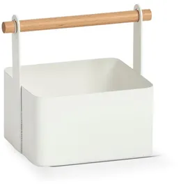 Zeller Present Aufbewahrungskorb Tragekorb, Metall/Holz, weiß