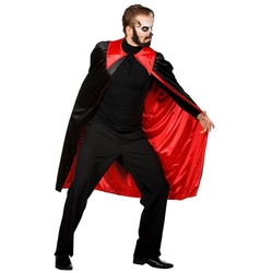 Metamorph Kostüm Schwarz-rotes Vampircape für Erwachsene, Glänzender Umhang für Dracula und andere Blutsauger rot