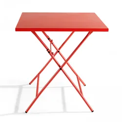 Oviala Business Quadratischer klappbarer Gartentisch aus rotem Stahl - Oviala