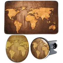 Sanilo Badaccessoire-Set 3-tlg., World Map", braun
