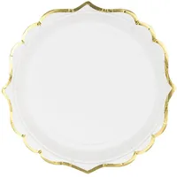 Partydeco Pappteller rund 18,5 cm 6 St. Weiß/Gold
