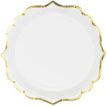 Partydeco Pappteller rund 18,5 cm 6 St. Weiß/Gold