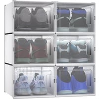 YITAHOME Schuhboxen, 6er Set, Schuhkarton stapelbar stabil, Aufbewahrungsboxen für Schuhe mit transparent Tür und Belüftungslöchern, für Schuhe bis Größe 46, stapelbare schuhbox weiße