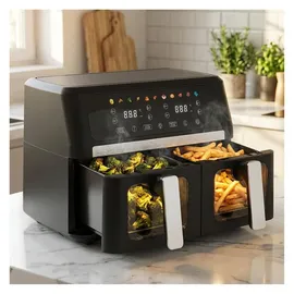 casativo Doppelkorb Heissluftfritteuse 9L Dual Zone Air Fryer schwarz