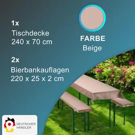nyvi Bierbankauflagen Set 240 x 70 cm beige 3-tlg.