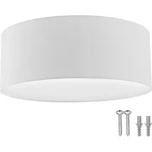 Tectake Deckenleuchte Circum, Textilschirm im Leinenlook - weiß