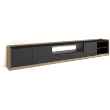 SKRAUT HOME Lowboard 310x50 cm Schwarz/Eiche Holzwerkstoff