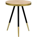 Beliani Beistelltisch Hellbraun Holzoptik u. Gold Rund 44 cm