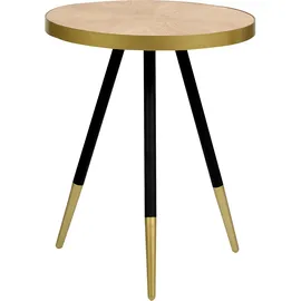 Beliani Beistelltisch Hellbraun Holzoptik u. Gold Rund 44 cm