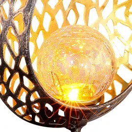 GLOBO 2x LED Solar Tisch Lampen Stand Feuer Effekt Hof Deko Tropfen Außen Glas Leuchte