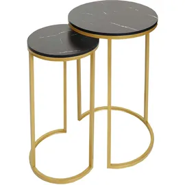 MCW Beistelltisch MCW-K46, Kaffeetisch Nachttisch Loungetisch, Marmor-Optik MDF ~ schwarz-gold