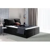 Sofnet Boxspringbett Egro mit Bettkästen und Zwei große Kissen - Doppelbett mit Bonell-Matratze und Topper, Polsterbett Modern 160 x 200 - (Schwarz (Kronos 07),