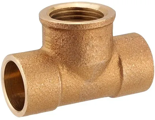 Rotguss-Löt-T-Stück - 15 mm x 1/2'' IG x 15 mm - mit DVGW-Zulassung