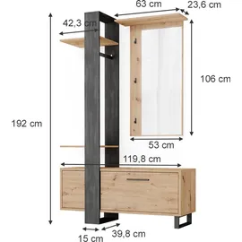 Vicco Garderobe Porto 120 x 192 cm Braun