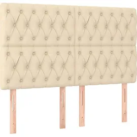 vidaXL Boxspringbett mit Matratze Creme 160x200 cm Stoff