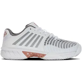 K-Swiss Performance Damen Express Light 3 HB Tennis Shoe, White/Black/Steel Gray/Rose Gold, 39 EU - 39 EU