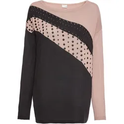 bonprix Pullover mit Applikation, schwarz, 32/34 (XS)