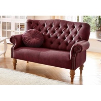 Home Affaire Chesterfield-Sofa »Lord«, mit echter Chesterfield-Knopfheftung und Ziernägeln rot