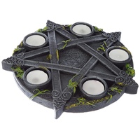 Nemesis Now B2538G6 Wiccan Pentagramm Teelichthalter, 25,5 cm, Schwarz, Harz