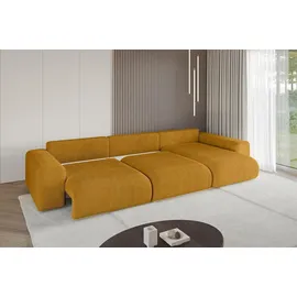 altdecor Ecksofa Cord mit Schlaffunktion 2-Sitzer Senfgelb